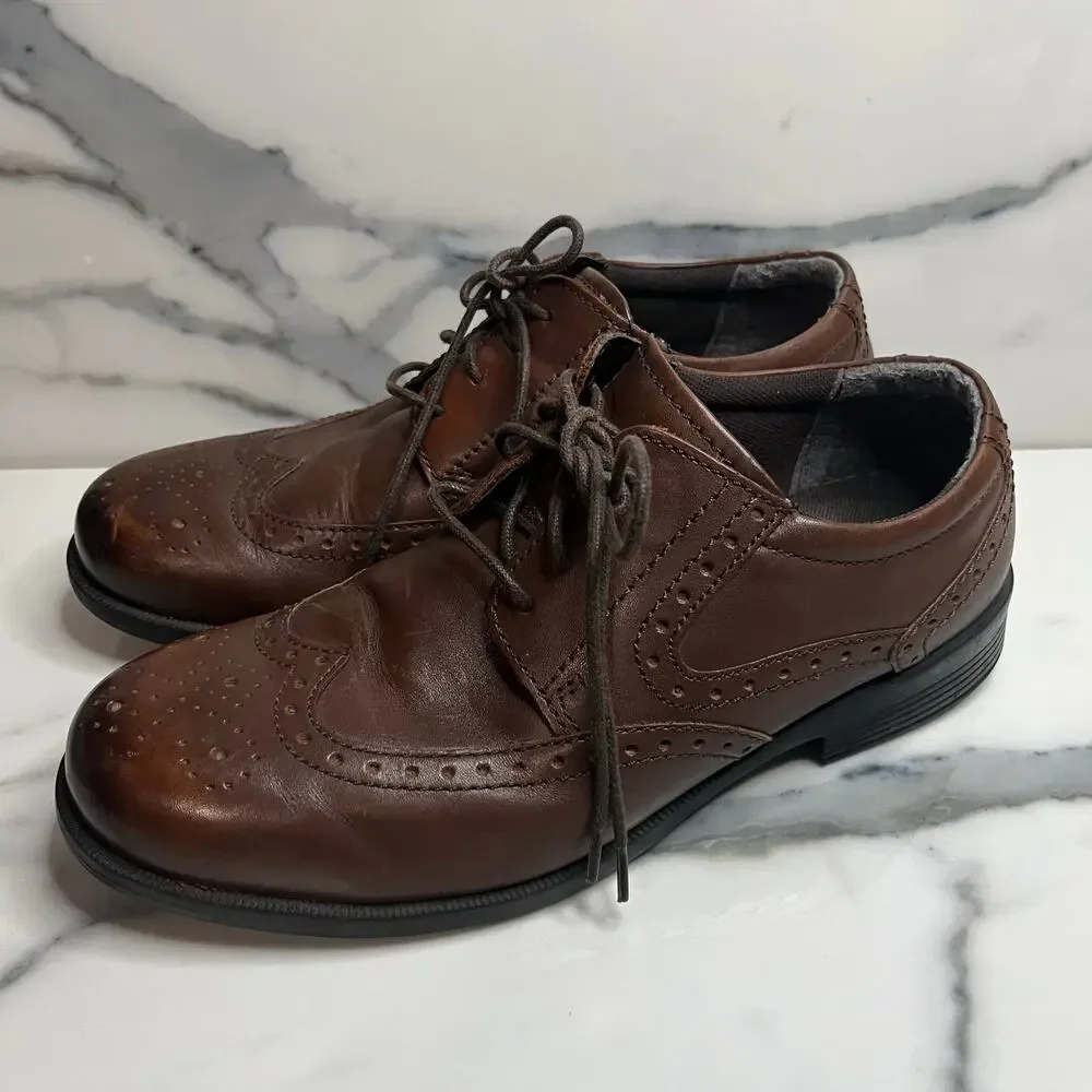 Thom McAn Men's Classic Preppy Brown Leather Bismark Oxford Dress Shoes Sz 8.5
